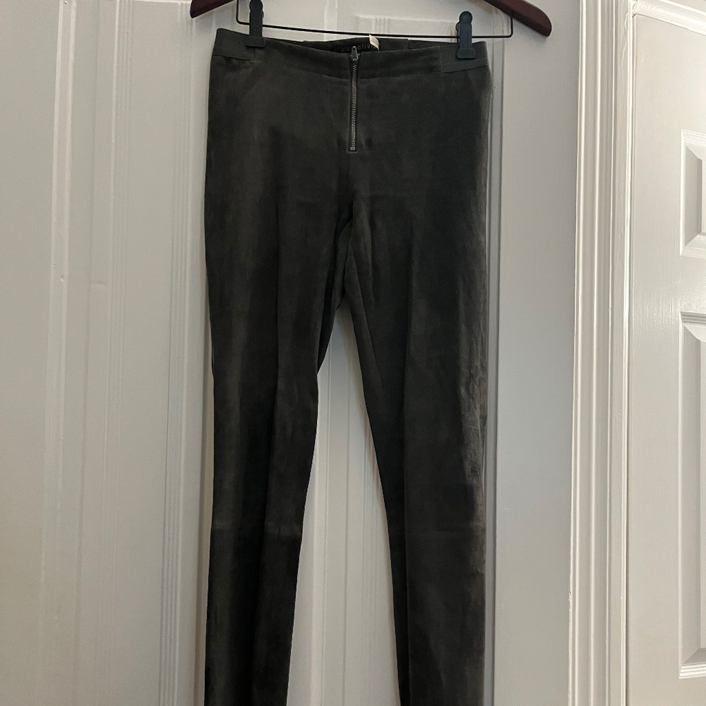 Alice and Olivia suede front zip leggings